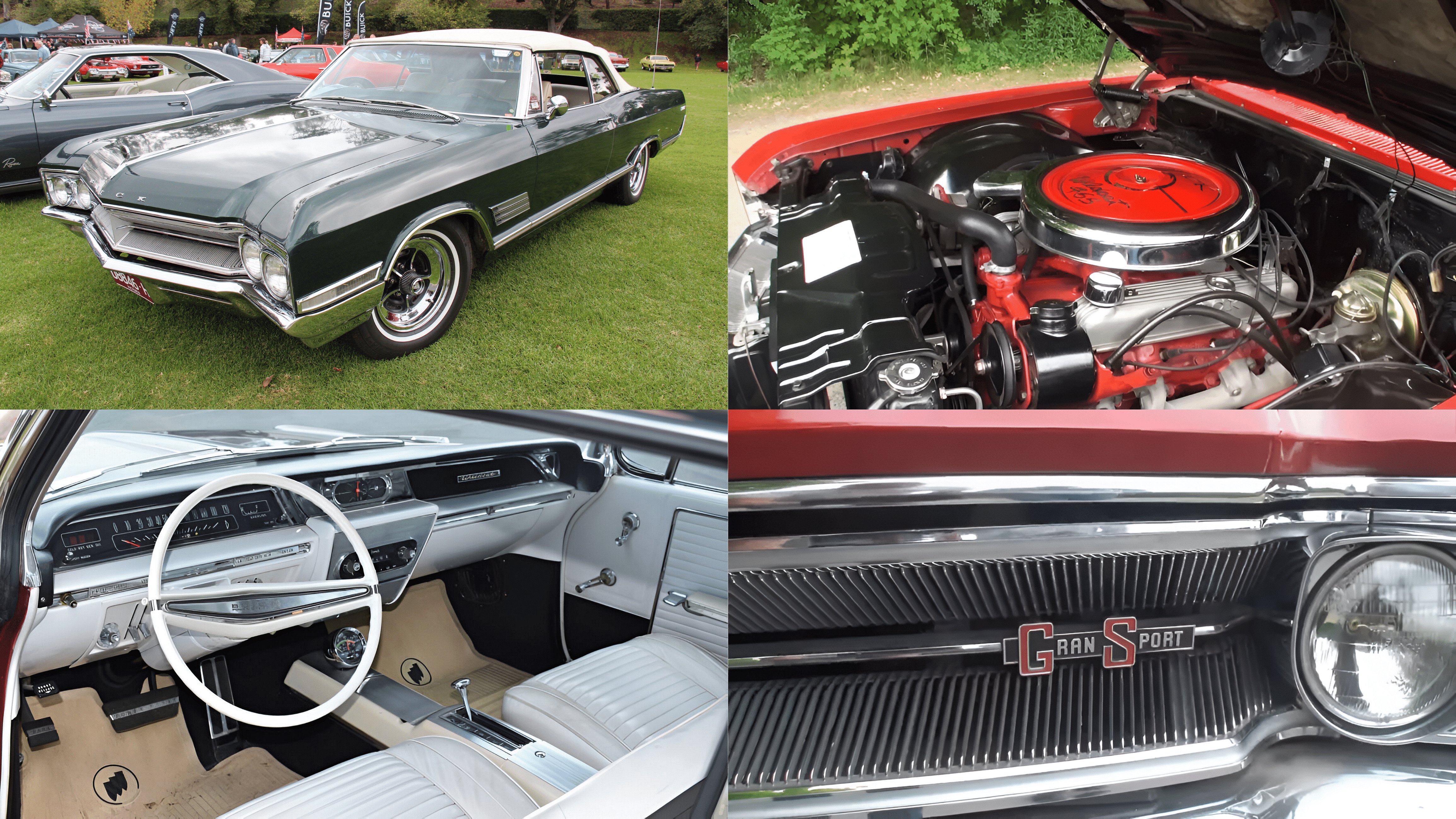 1966 Buick Wildcat engine, interior, grille, and headlights