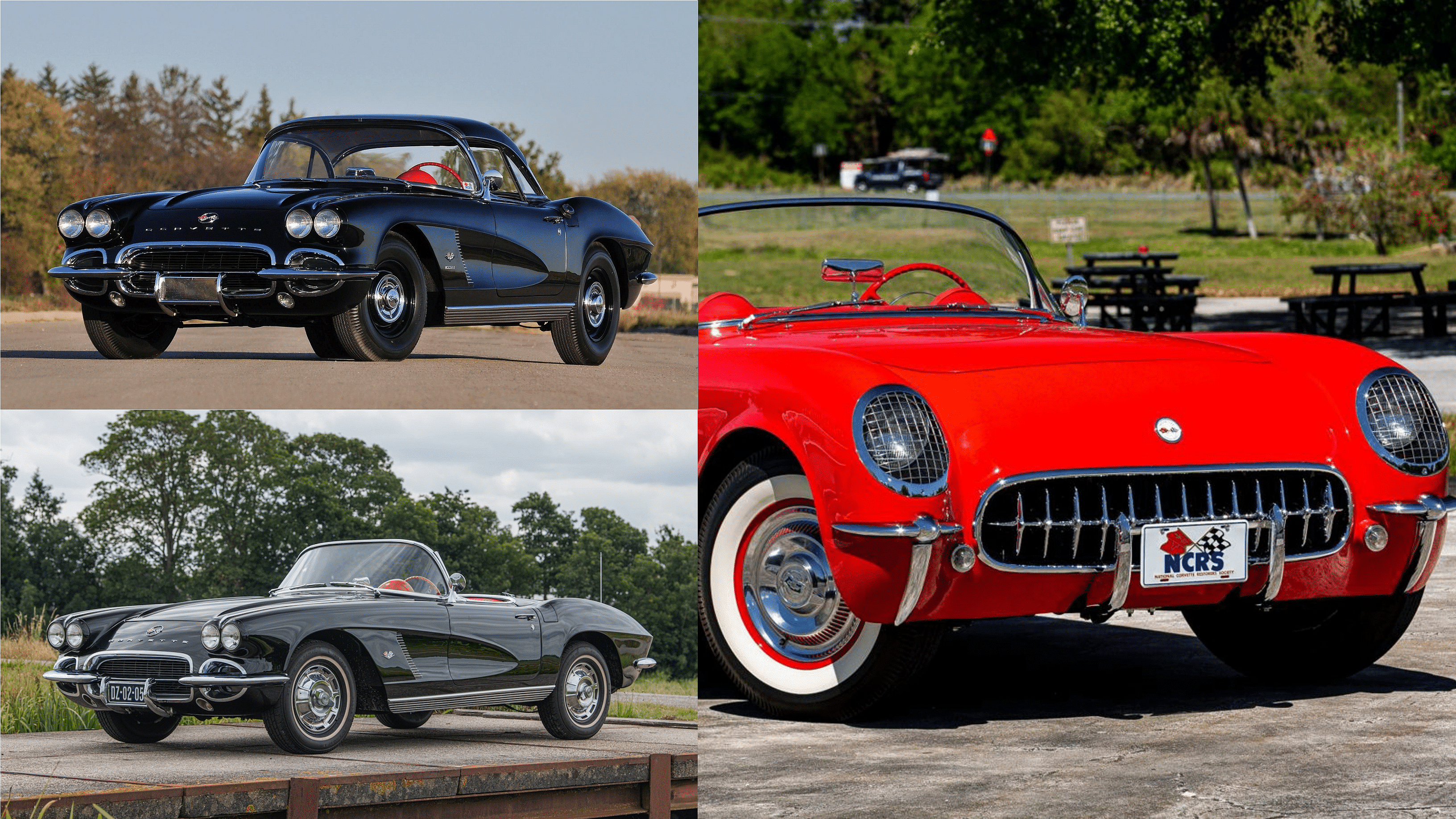 Chevrolet C1 Corvette in Black, Metal Gray, and Red color - front view