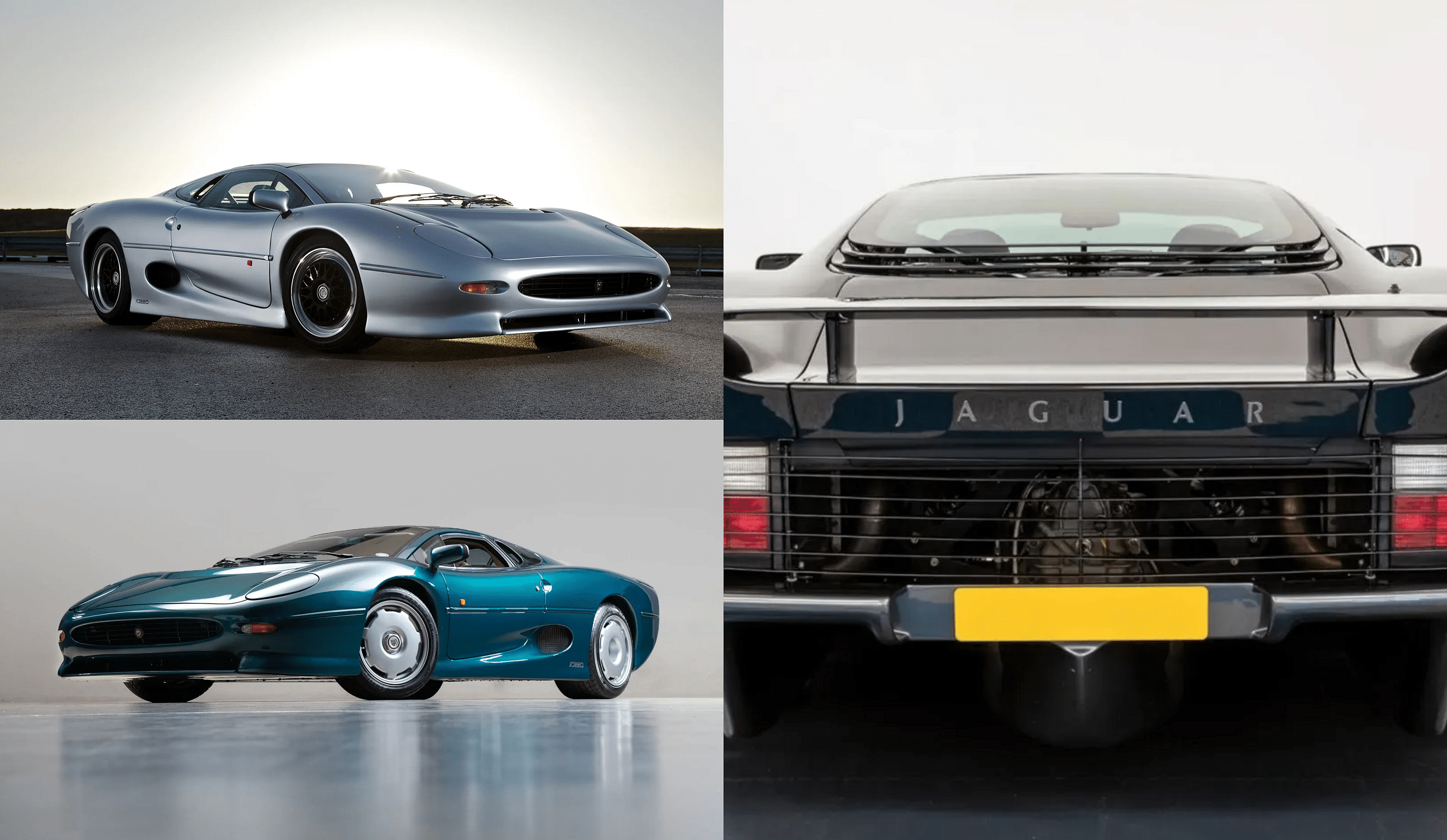 The Jaguar XJ220 front and rear view