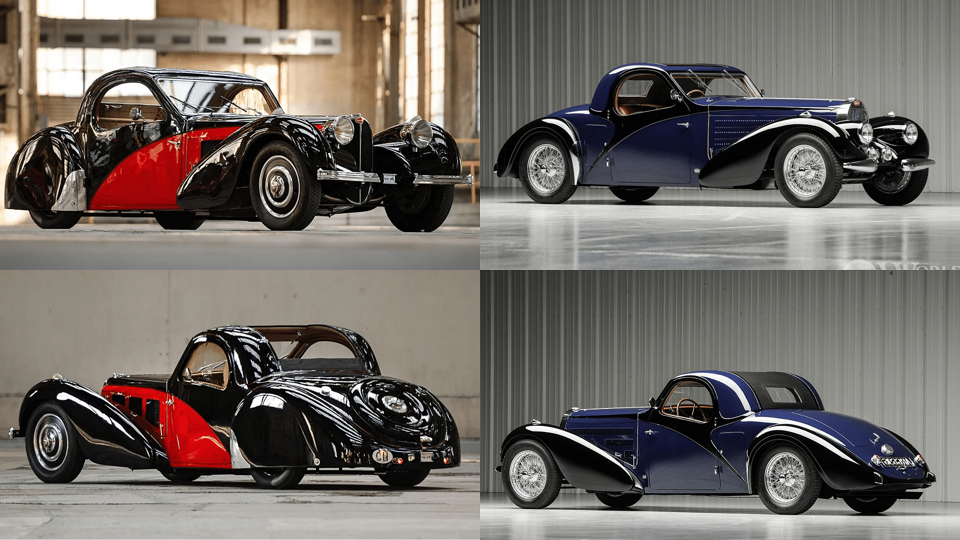 Bugatti Type 57 in red and black and royal blue color