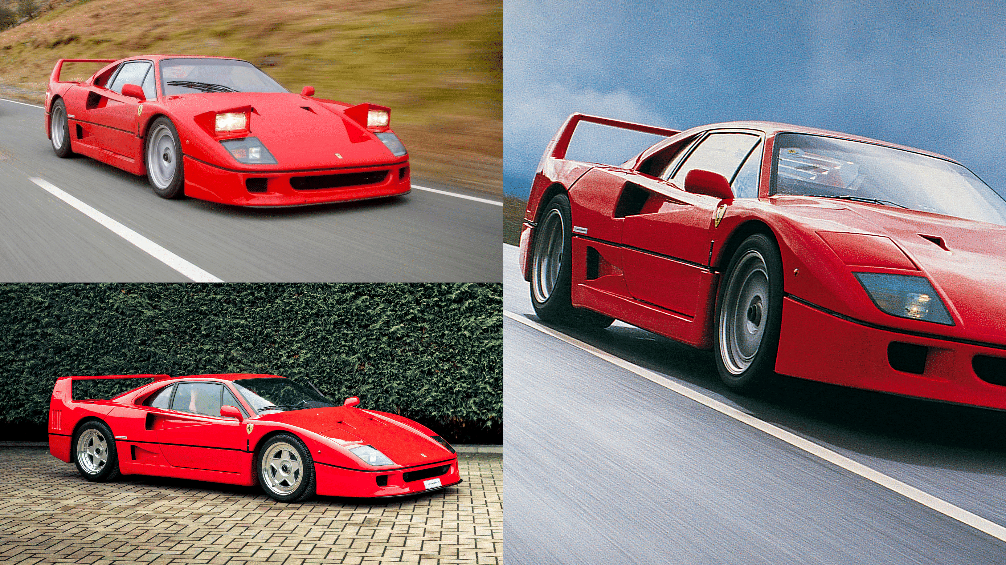 Red 1987 Ferrari F40 - front and side view