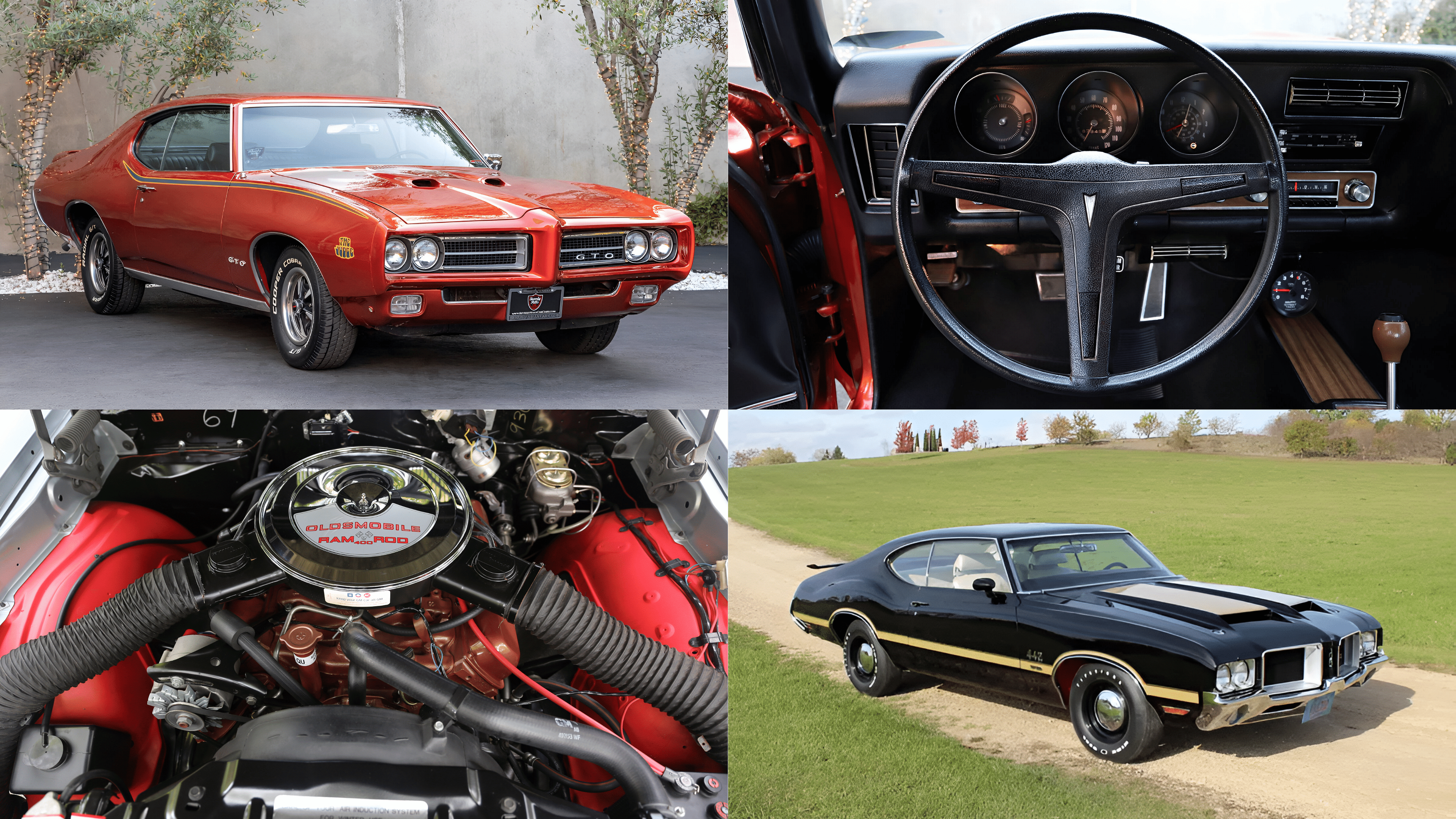 Pontiac GTO front view and its engine