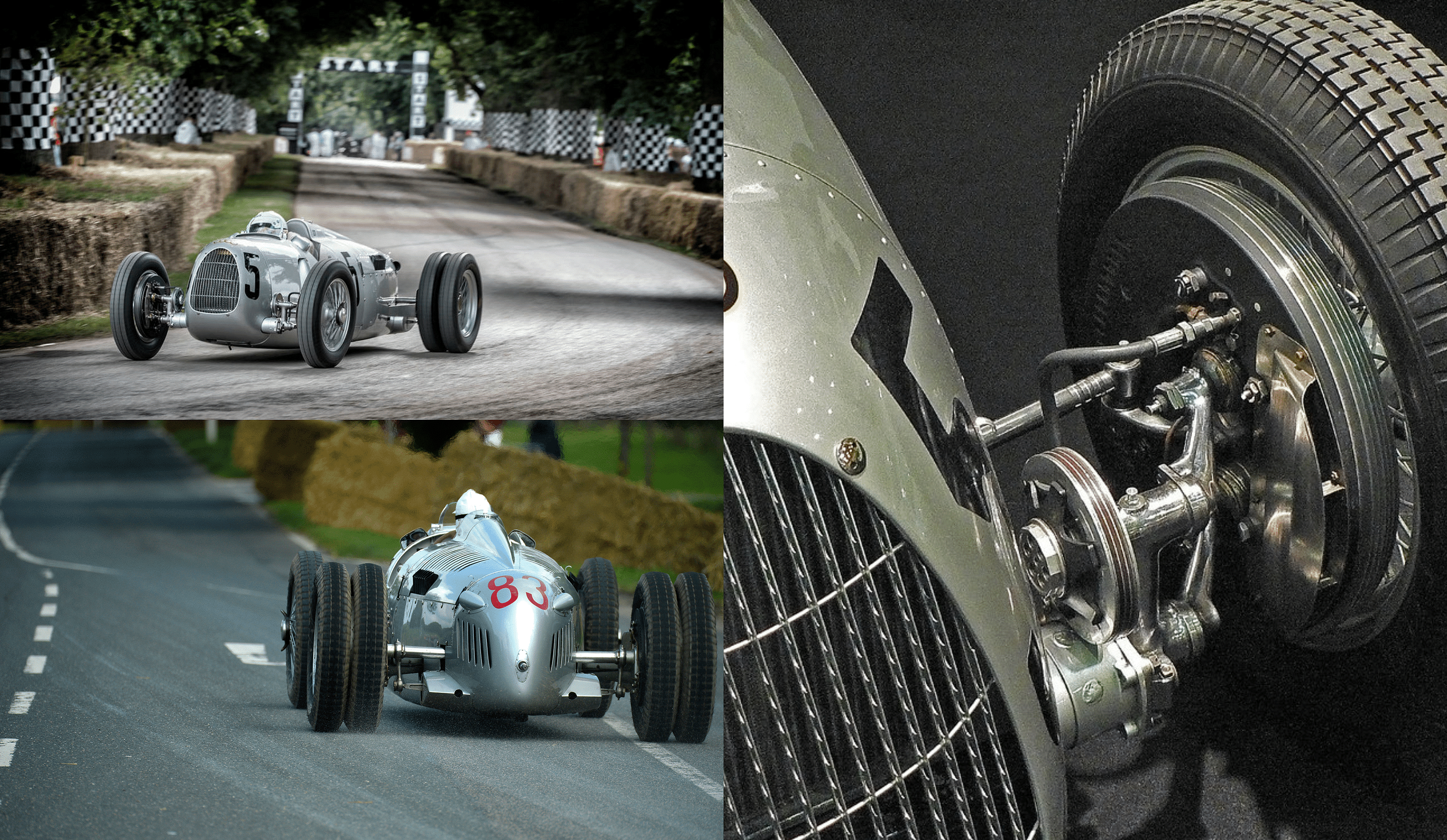 The Auto Union Type C, front, suspension, and wheels