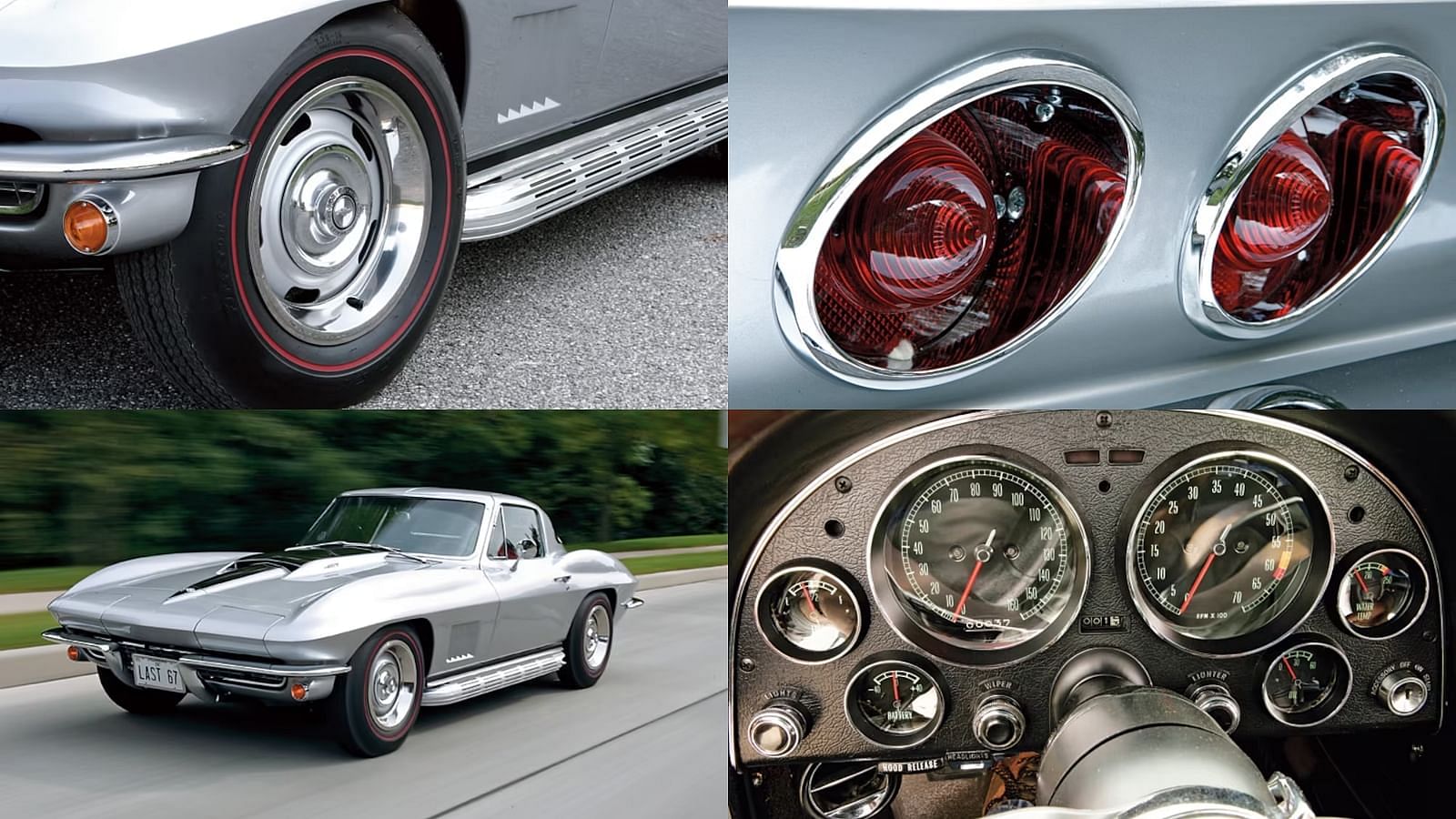 1963 Chevy Corvette Stingray taillights, wheels, speedometer, front view