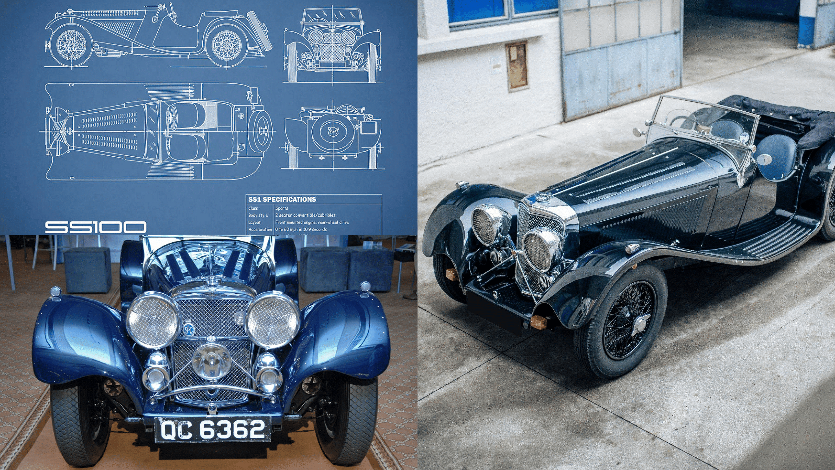 The Jaguar SS100 design blueprint, Jaguar SS100 front view