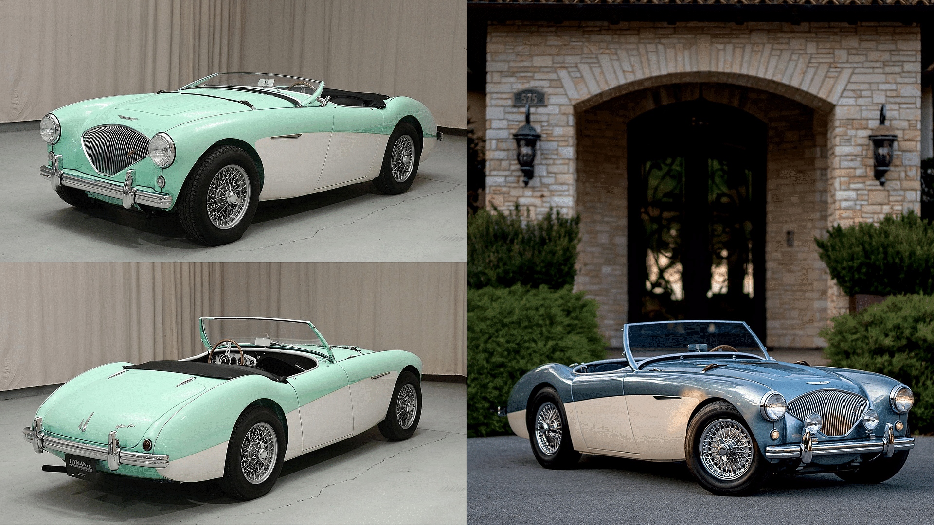 Austin-Healy 100M front and rear view