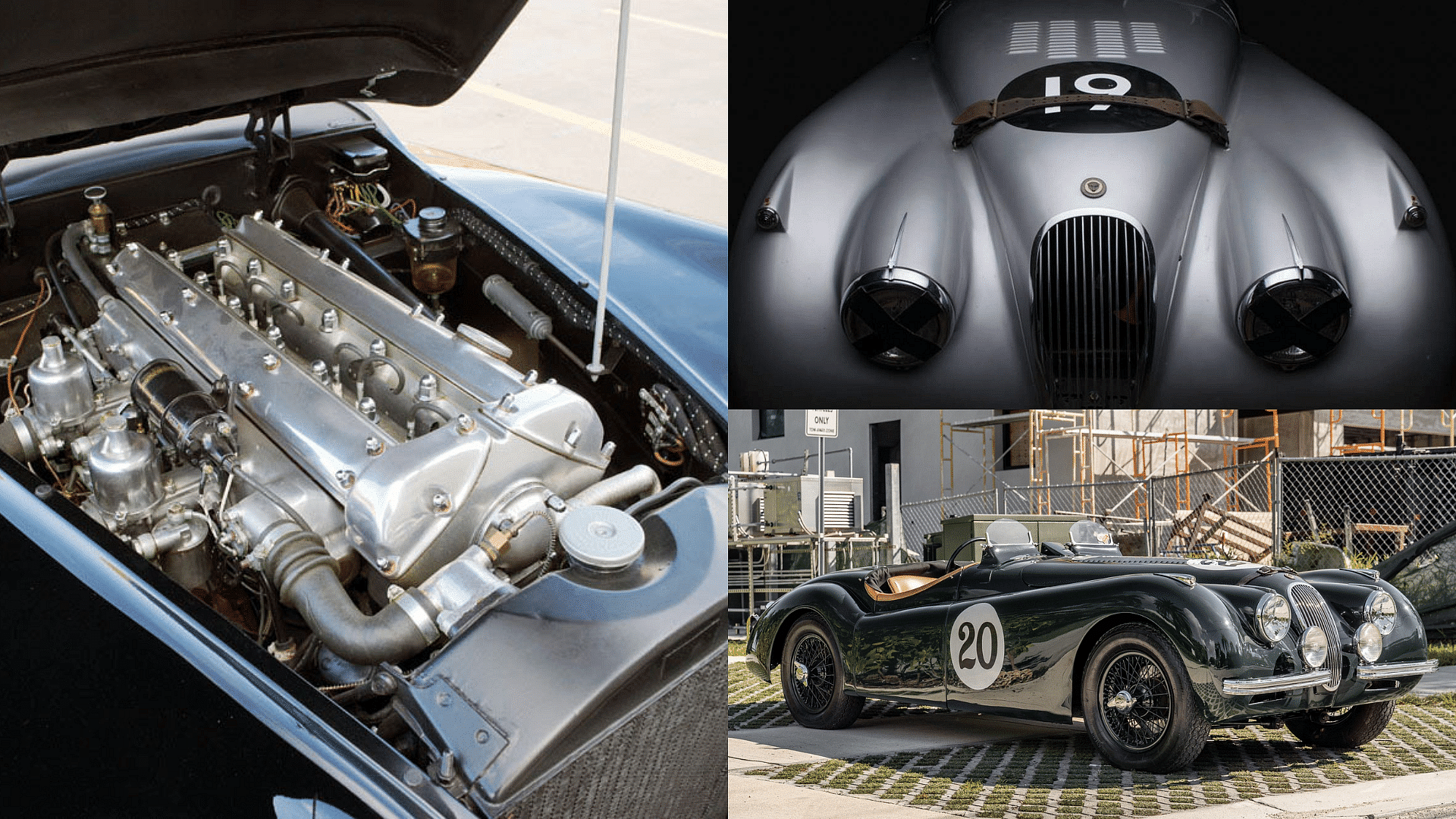 The Jaguar XK120 engine, front bonnet