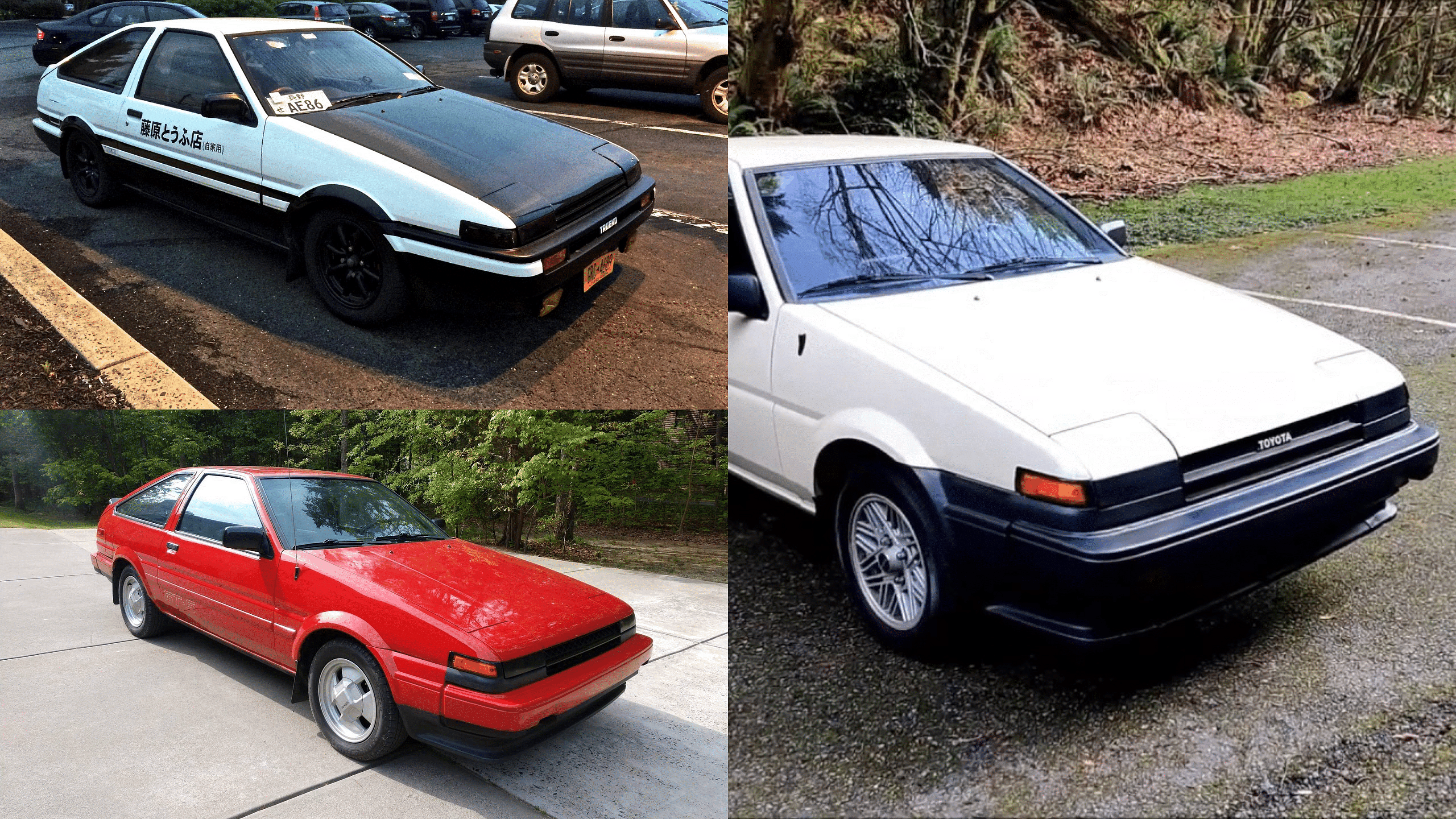 Red and White 1986 Toyota Corolla GTS - Front view