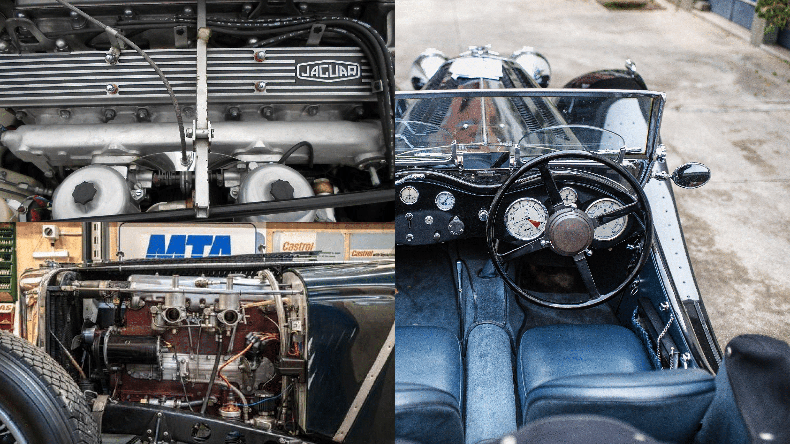 Jaguar SS100 engine, steering wheel