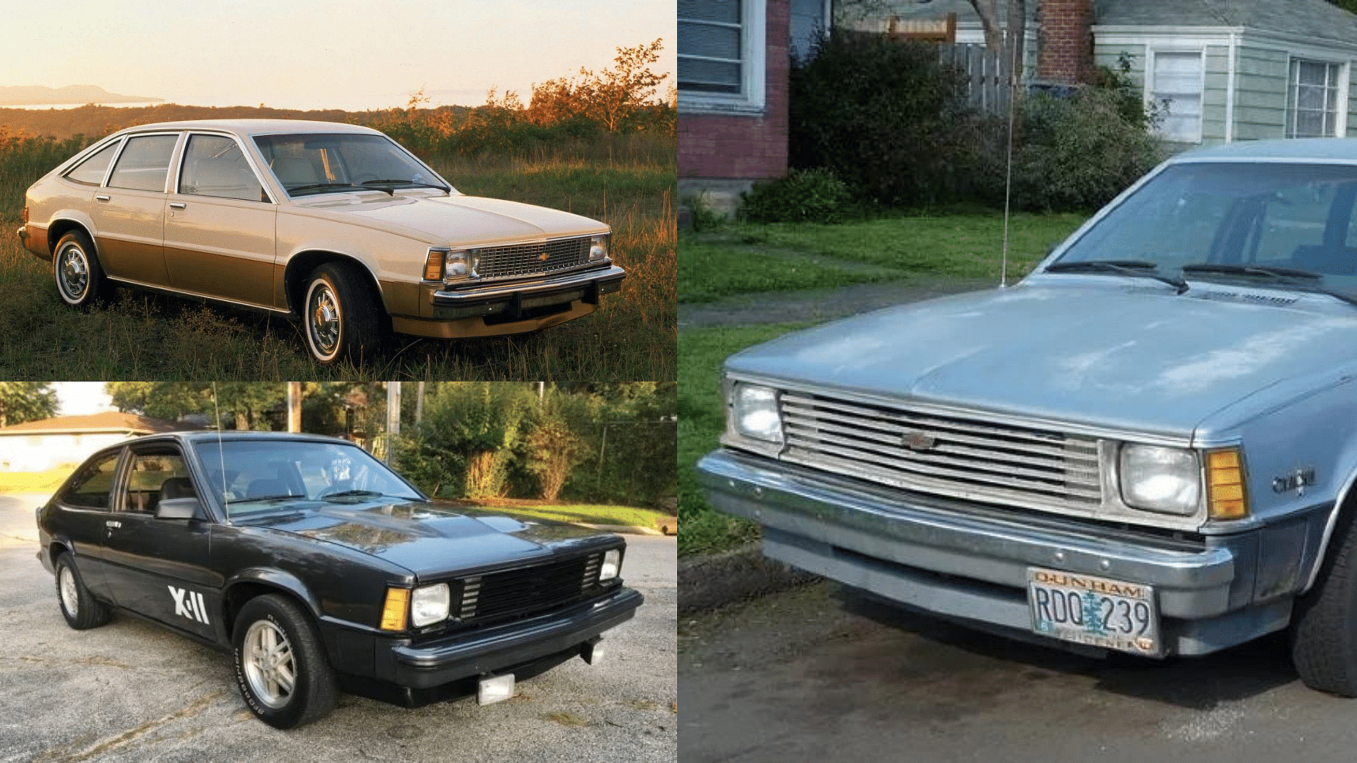 Chevy Citation in blue, black, and golden-brown exterior color