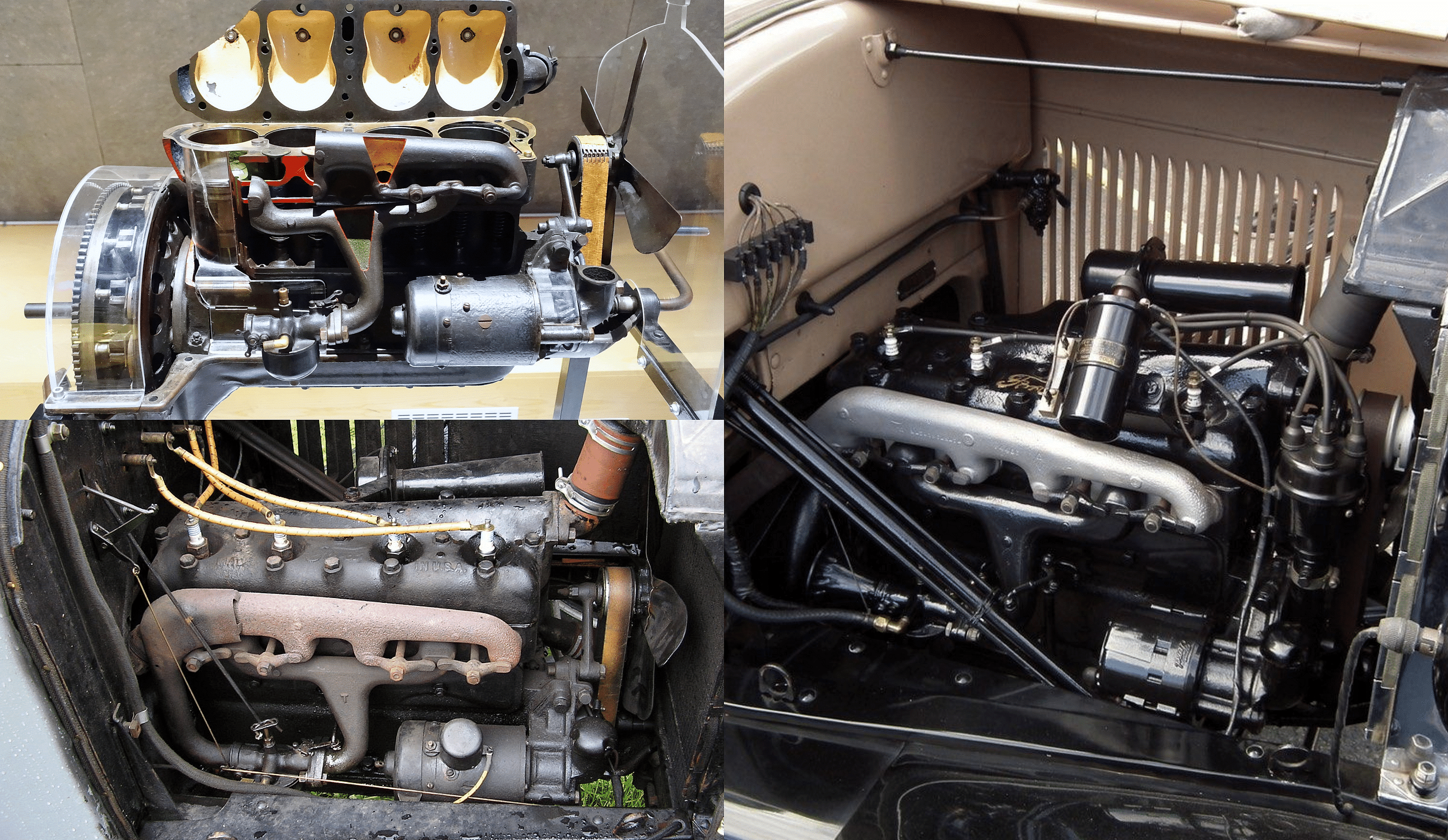 Images sowing the guts of the Ford Model T - Engine photos