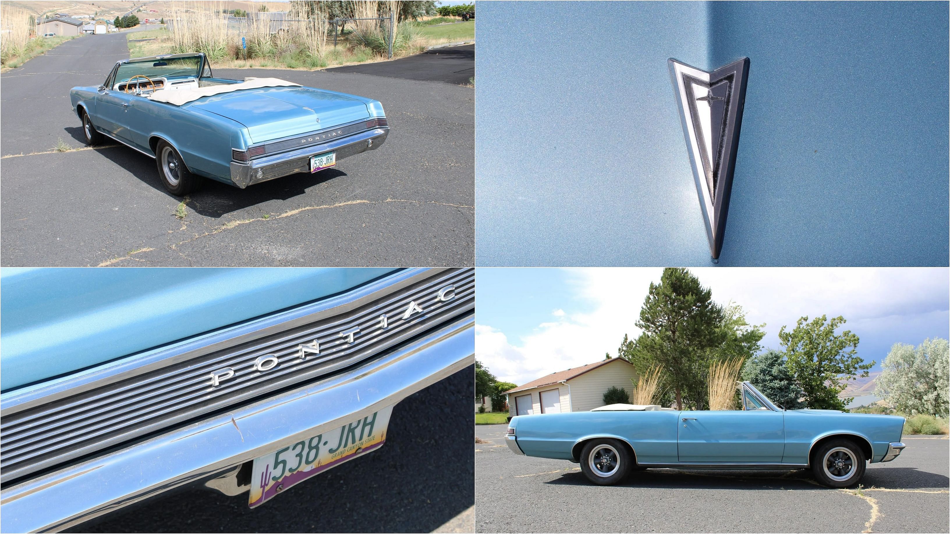 1964 Pontiac Tempest convertible rear and side view, logo, front grille