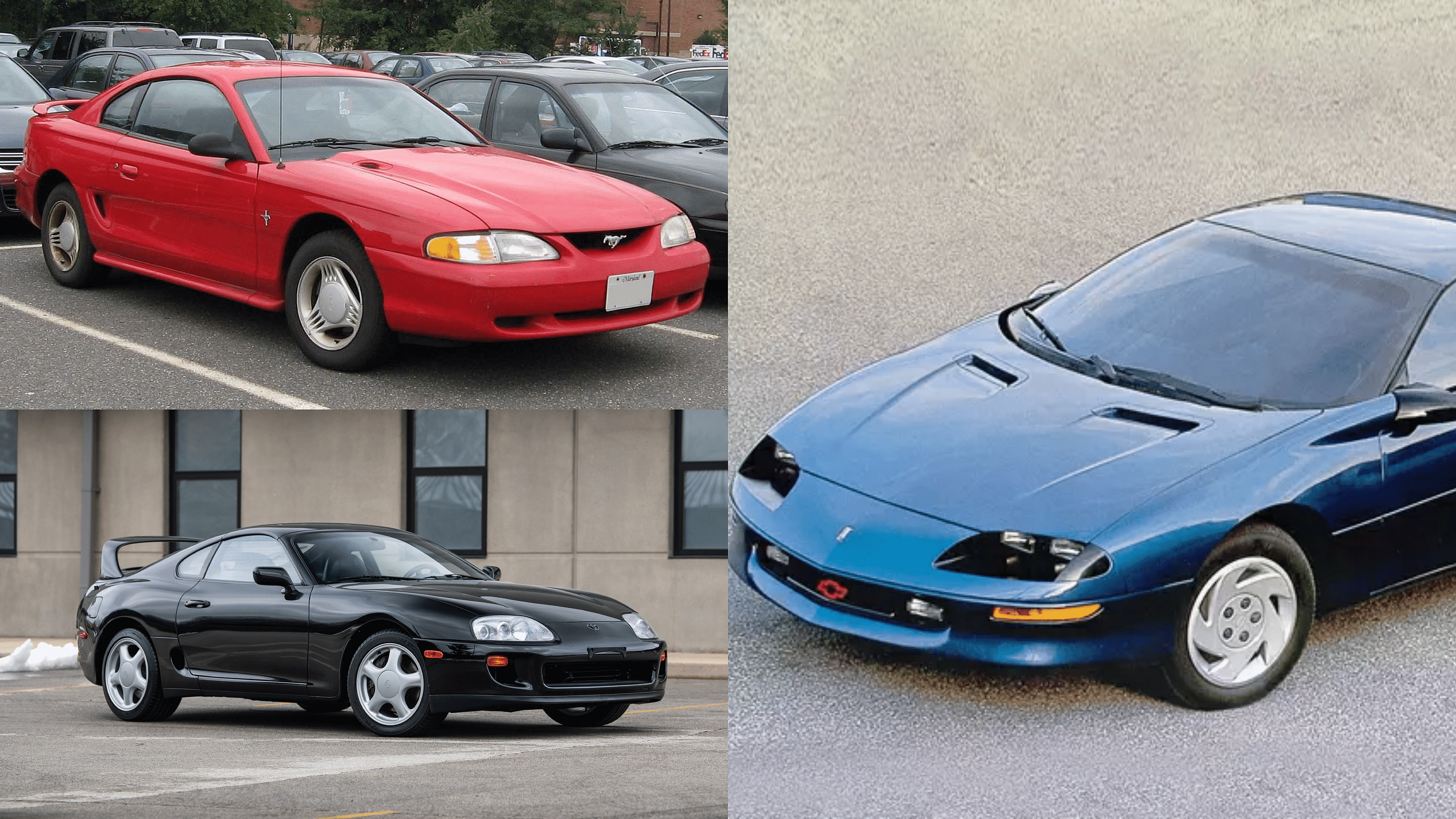 Toyota Supra MK4 in Red, Blue, and Black exterior - front view