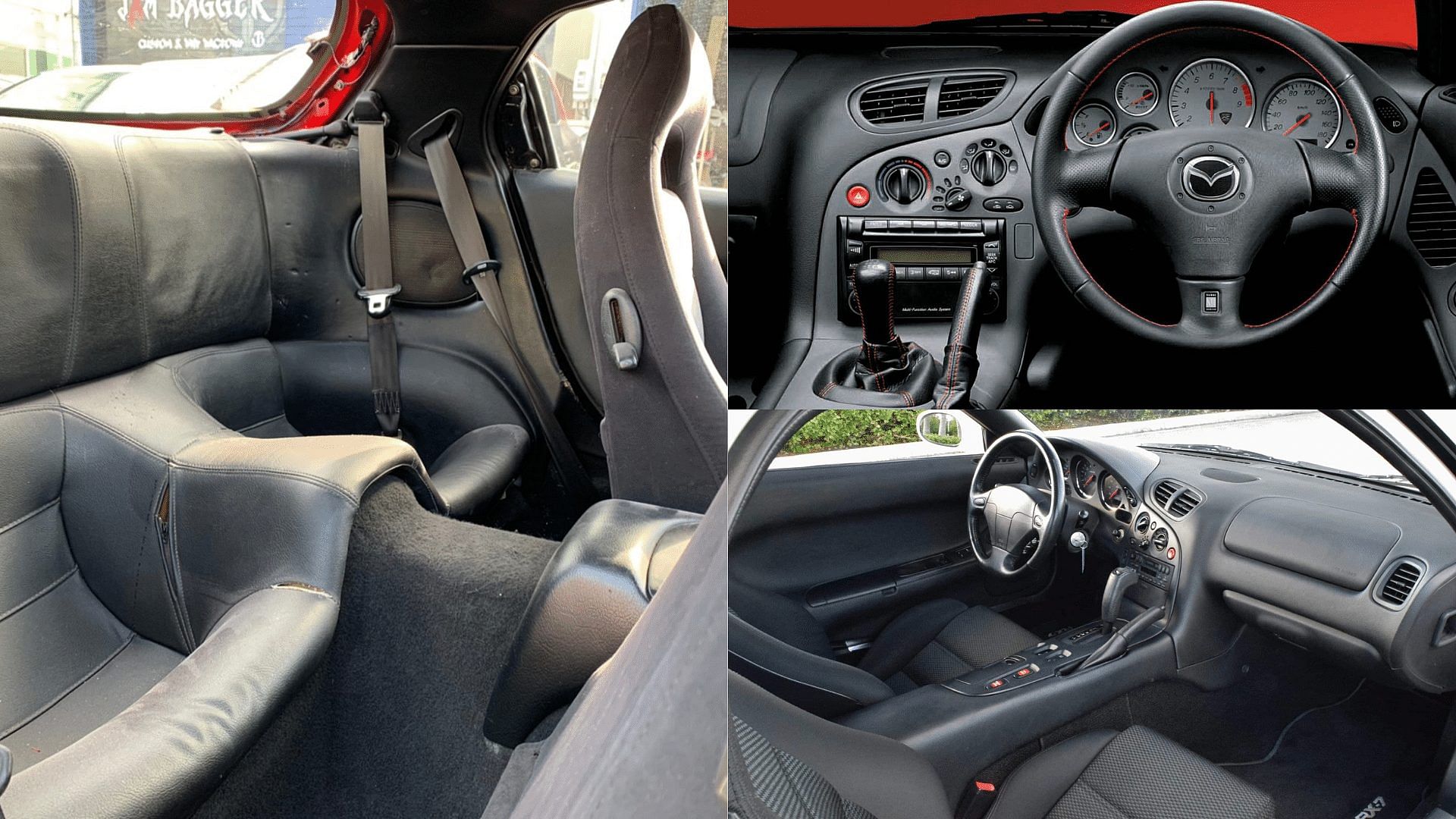 Mazda RX-7 Interior - cramped rear seats, front seats, dashboard, steering wheel