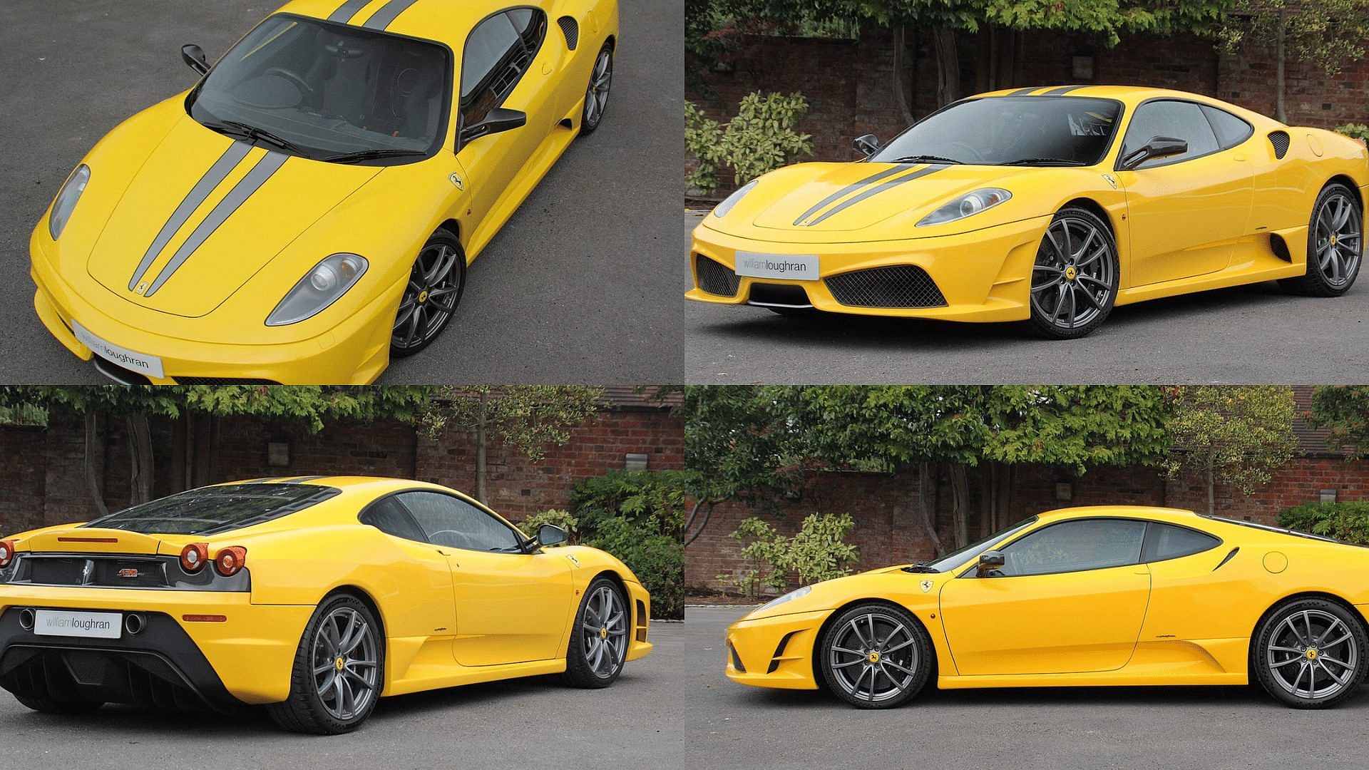 Yellow Ferrari F430 - top, front, rear, side view