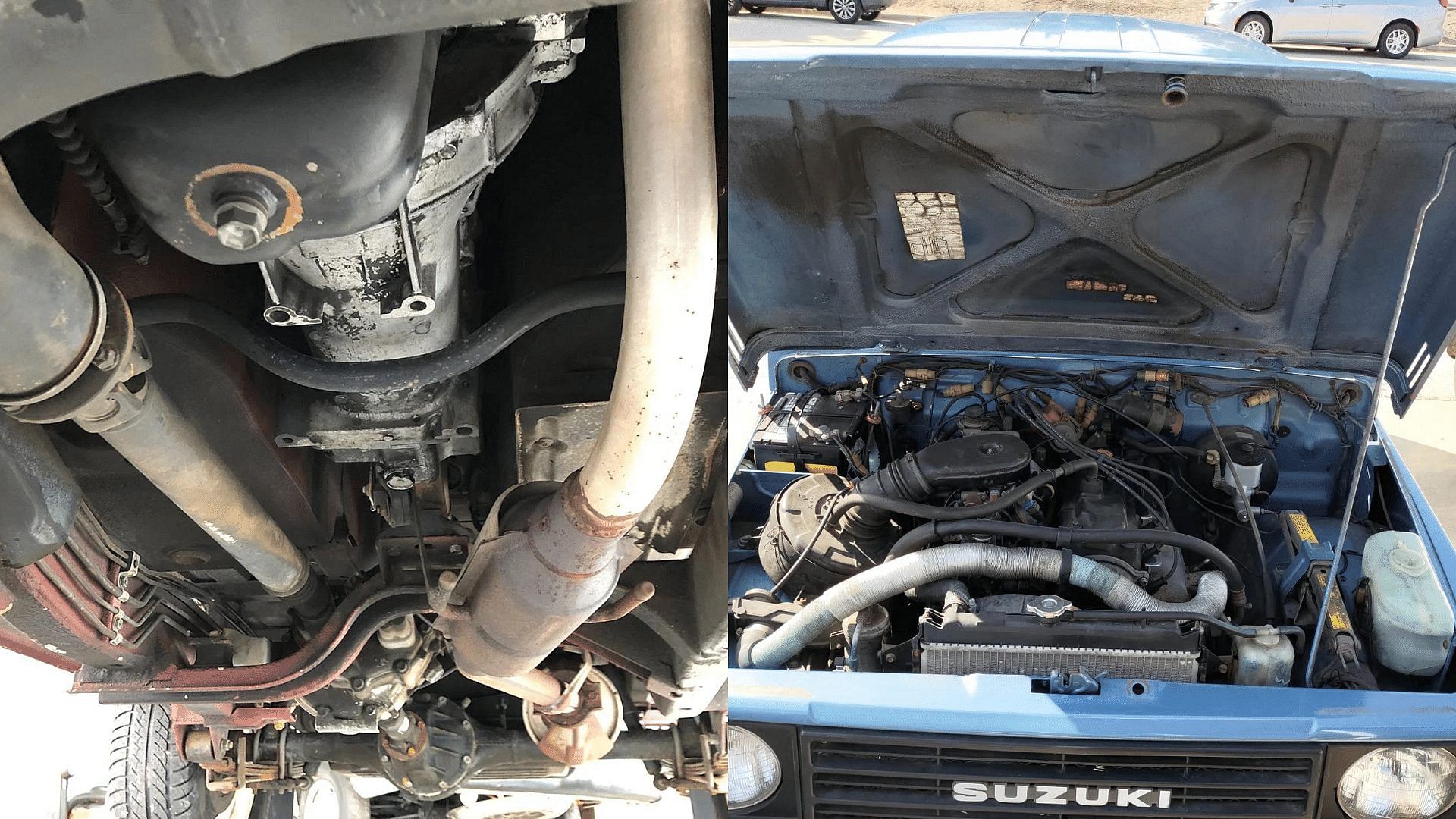 Engine and powertrain inside the Suzuki Samurai