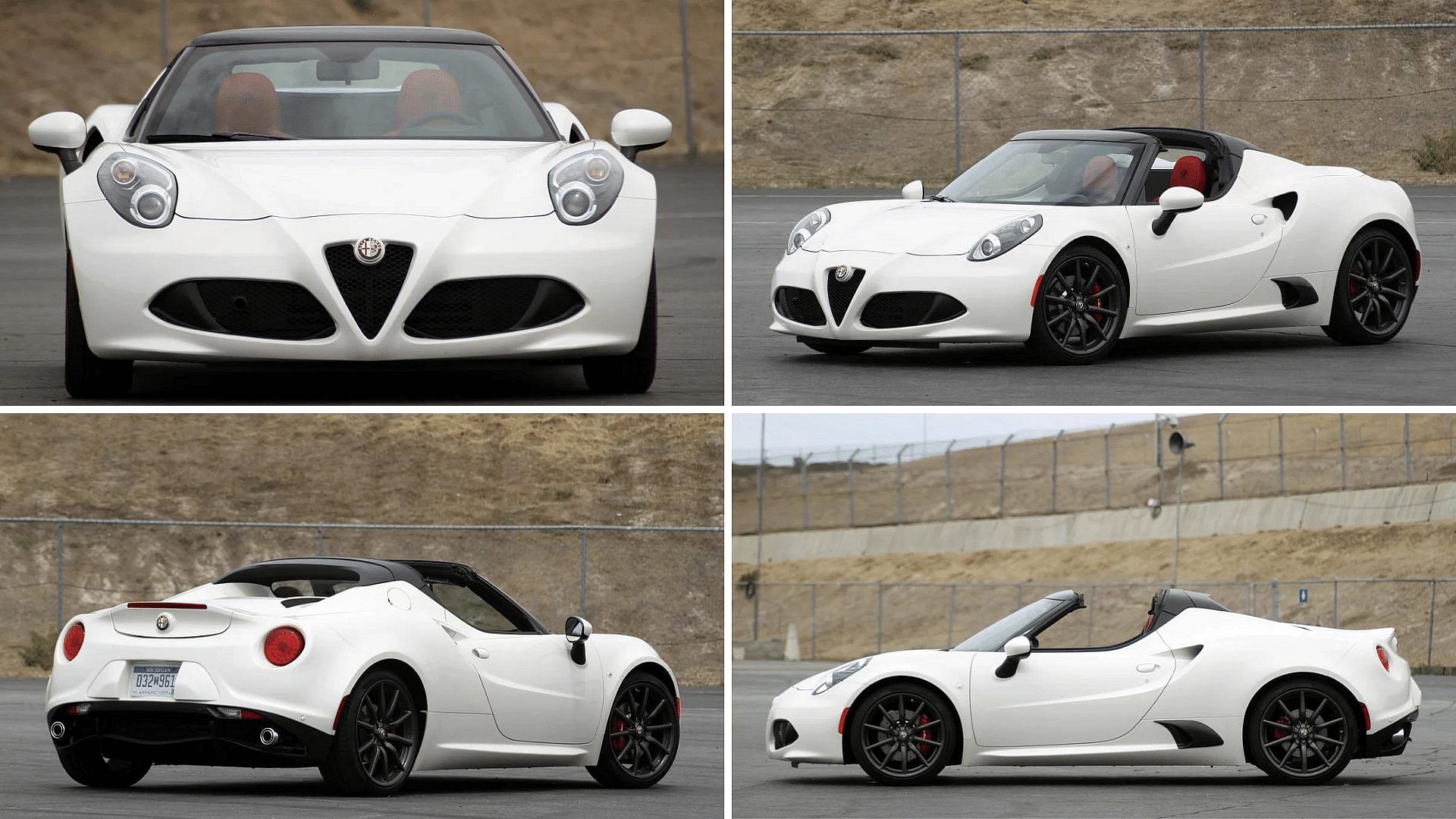 White 2011 Alfa Romeo 4C - front, side, rear view