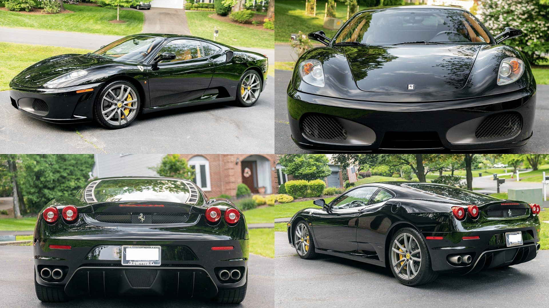 Black Ferrari F430 - front facia, rear body profile, side view