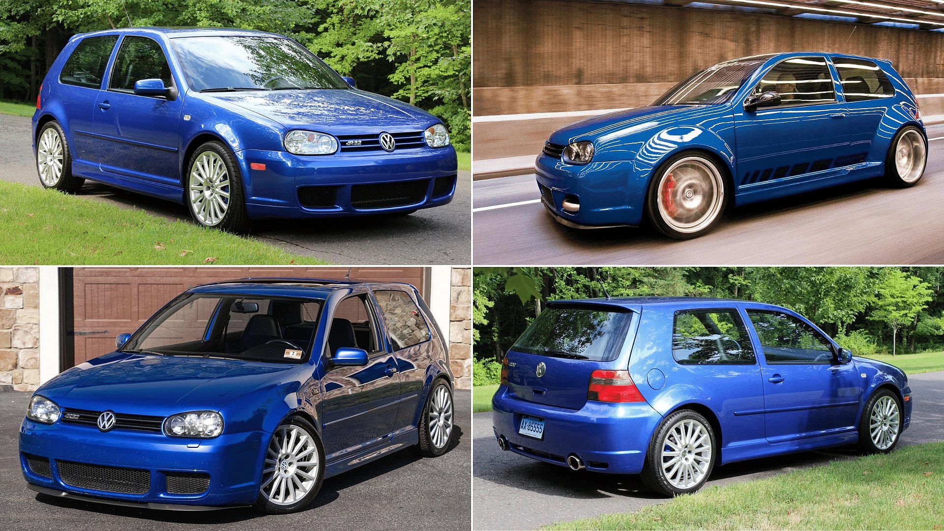 Blue 2004 Volkswagen Golf R32 (Mk4) Rabbit Front Side Back