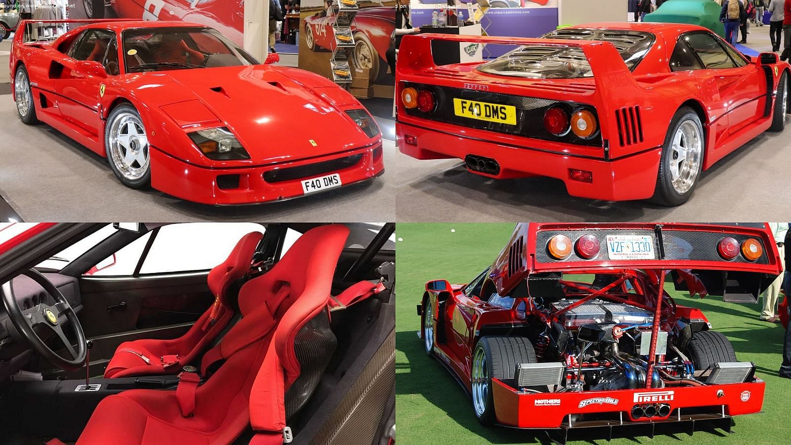 Red 1987 Ferrari F40 front, rear, engine and interior