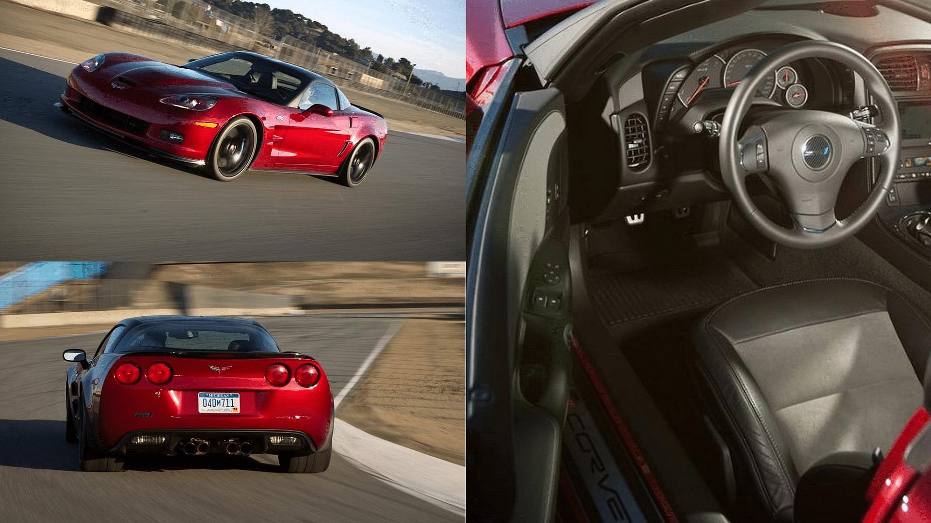 red 2013 Corvette ZR1 front, rear and interior view