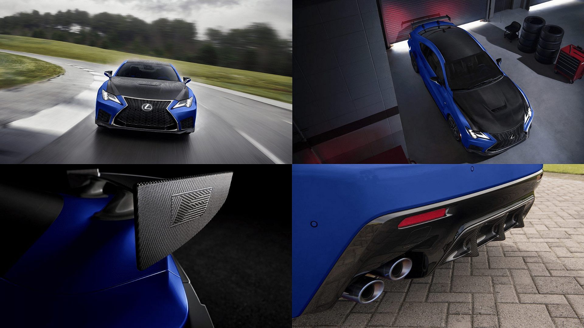 Blue 2022 Lexus RC F Fuji Speedway Edition front, rear and top view