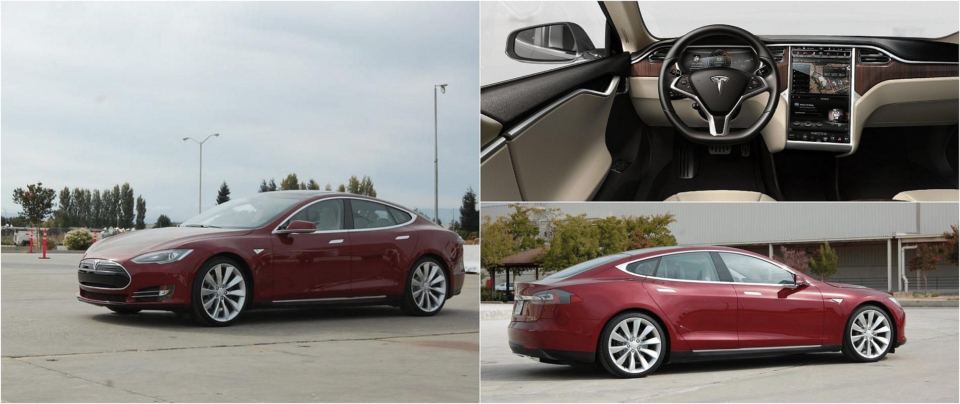 Blue 2018 Tesla Model 3 Long Range front, rear and interior view