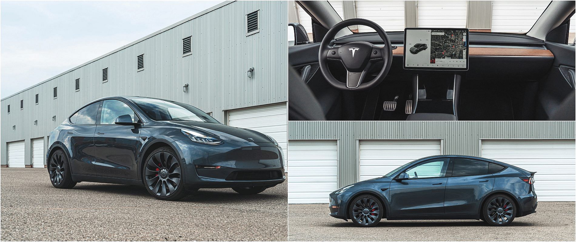 Black 2020 Tesla Model Y Performance front, rear and interior view