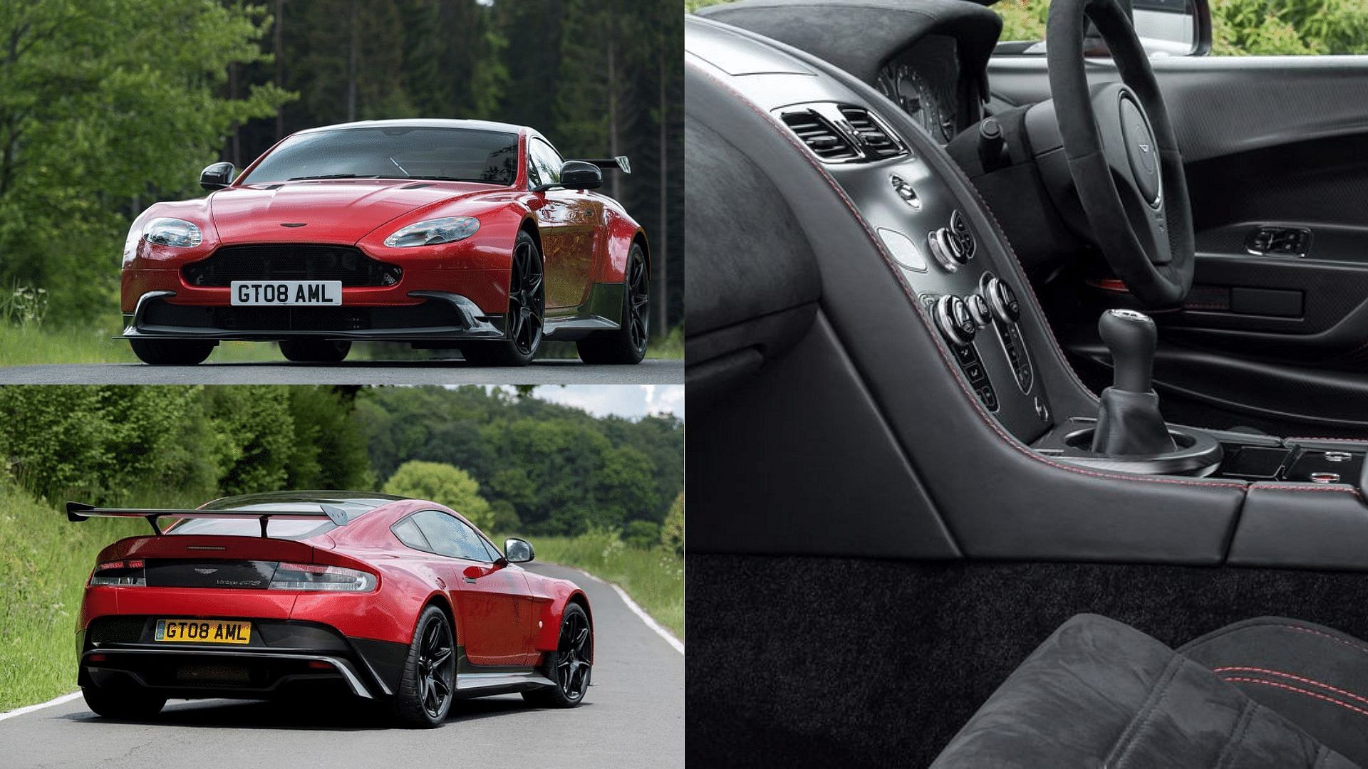 Red/orange 2017 Aston Martin Vantage GT8 coupe front, rear and interior view