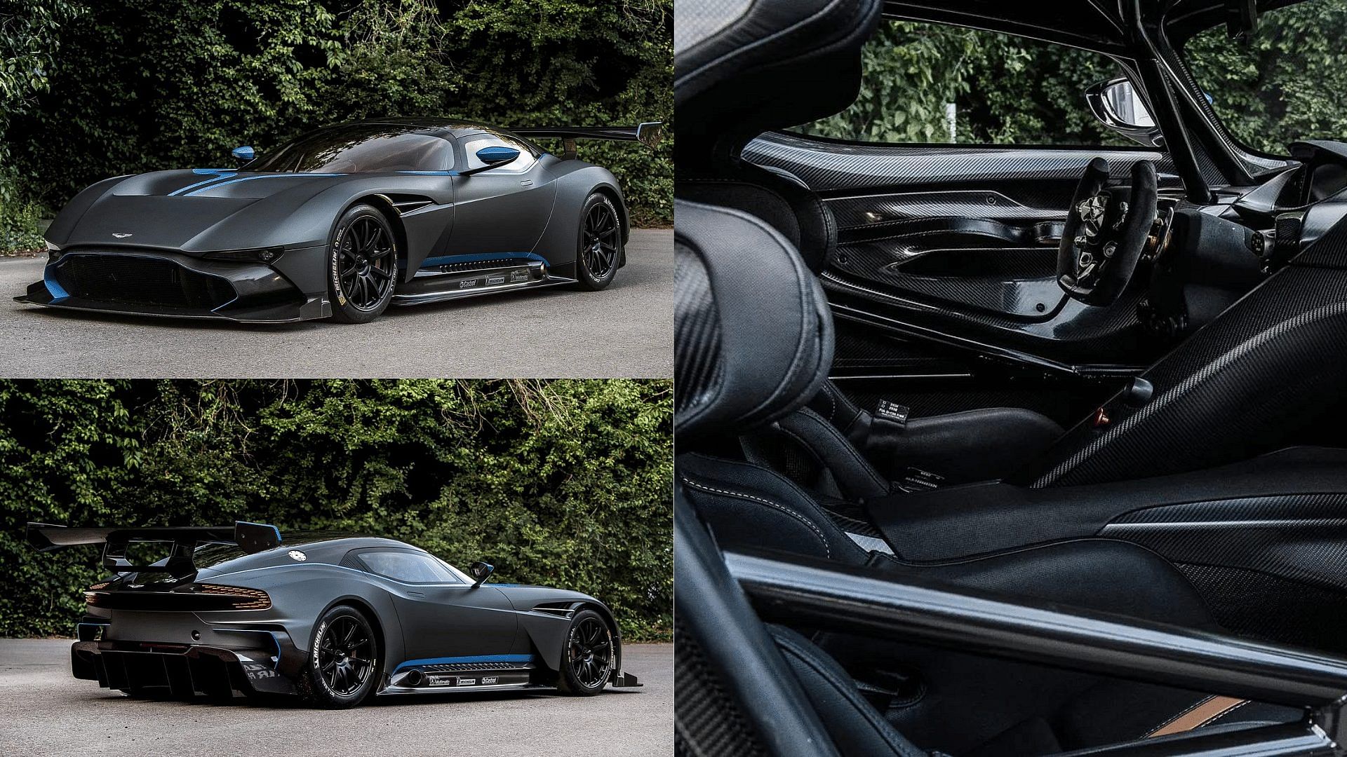 Black 2015-2016 Aston Martin Vulcan coupe front, rear, and interior