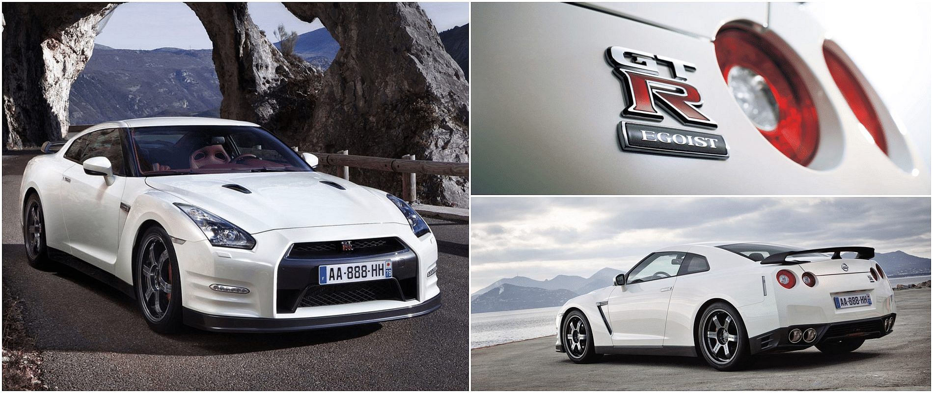 White NIssan GT-R R35 Egoist front, rear and engine view